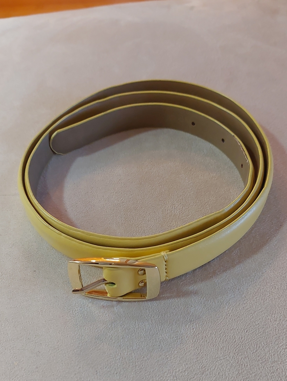 Talbots Yellow Leather Belt with Gold Buckle